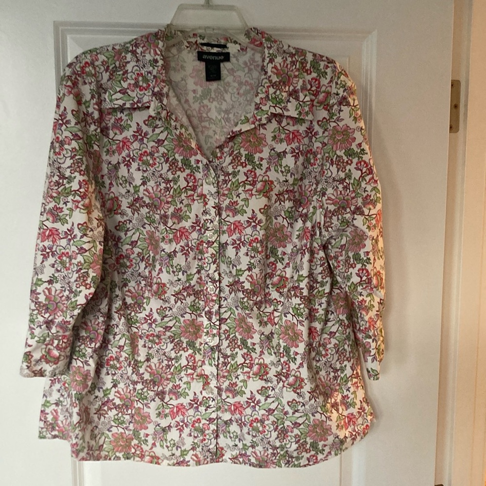 AVENUE   Button Front Cotton Blouse 18/20